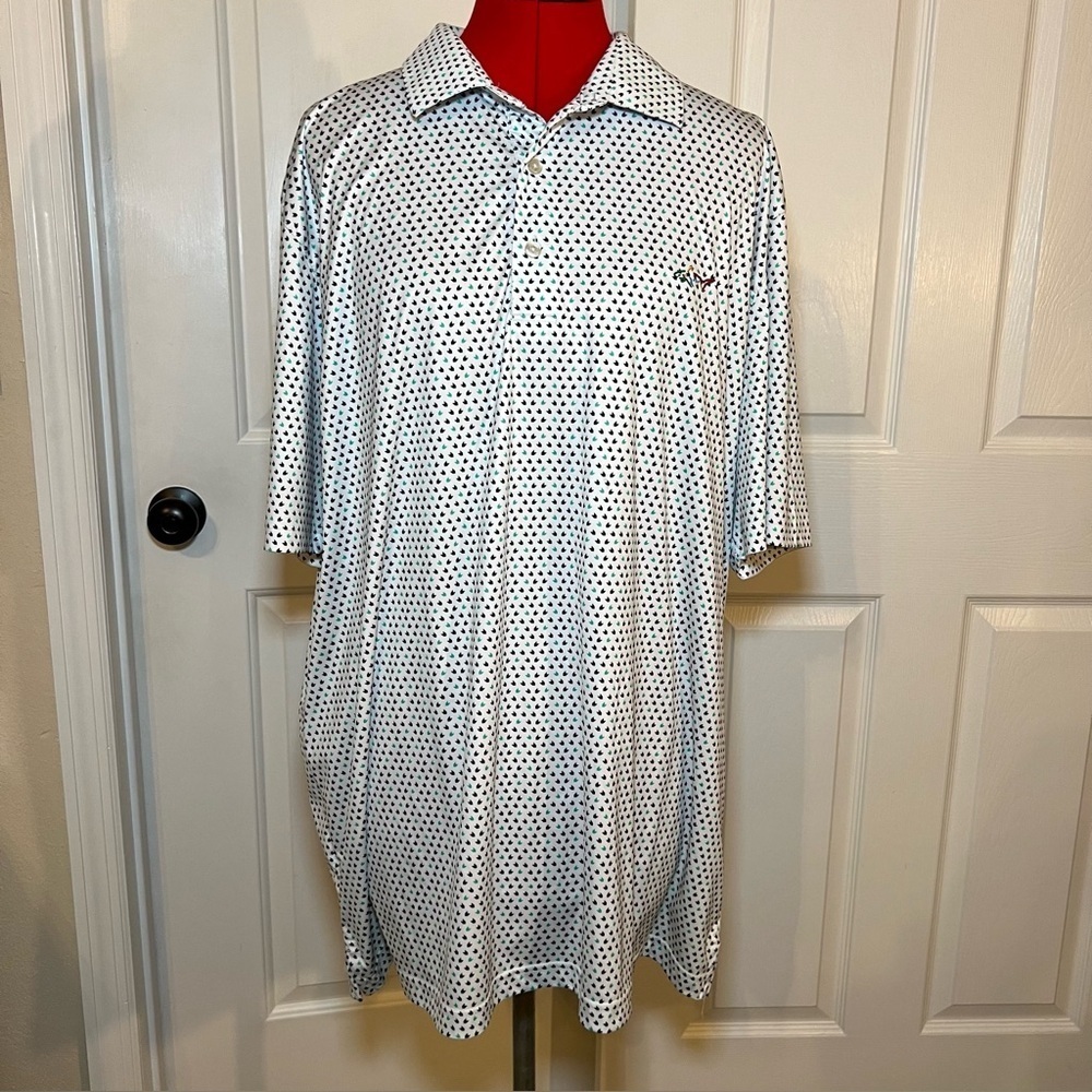 Greg Norman Short Sleeve Performance Golf Polo Mens XXL White Green & Black